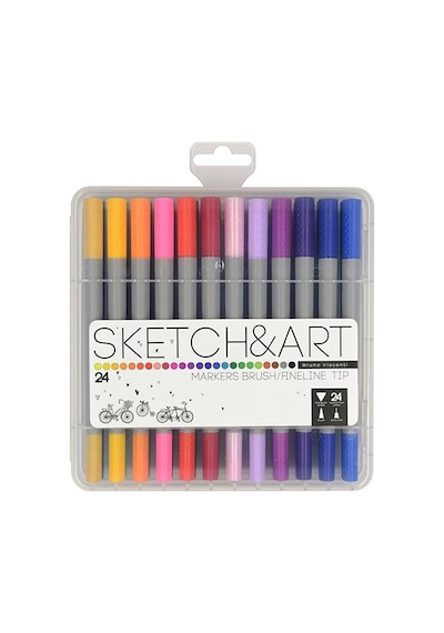 Bruno Visconti Brush Pen Sketch&Art Çift Uçlu Keçeli Kalem 24 Renk 22-0083