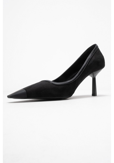 Luvishoes Luvi Shoes Rona Siyah Süet Mat Burunlu Kadın Topuklu Ayakkabı SIYAH SUET