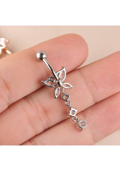 Shopiolog Cerrahi Çelik Kelebek 316 L Göbek Piercing Gümüş