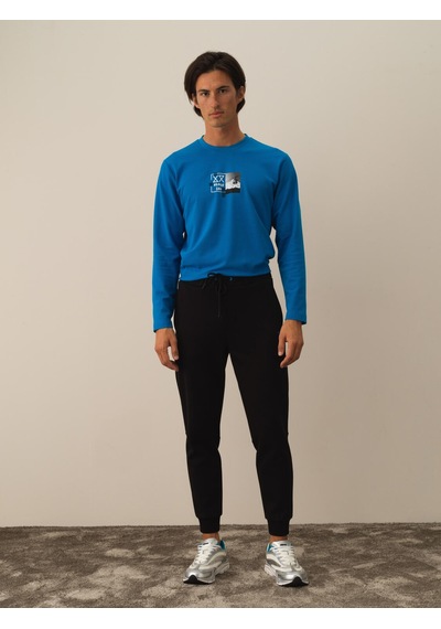Xint Siyah Pamuk Dokulu Regular Fit Sweat Pantolon 380153