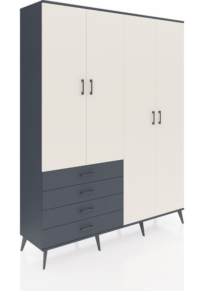 Hyperion Gardrop 6 Raflı 4 Çekmeceli Tek Askılı 176x44x221 Antrasit-aytaşı/antrasit Aytaşı/antrasit Hyperion Gardrop 6 Raflı 4 Çekmeceli Tek Askılı 176x44x221 Antrasit-aytaşı/antrasit Aytaşı/antrasit