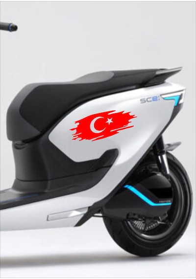 Yırtıklı Tırtıklı Türk Bayrağı, Ayyıldız, Araba Oto Motosiklet Karavan Sticker 02516 20x8 Cm