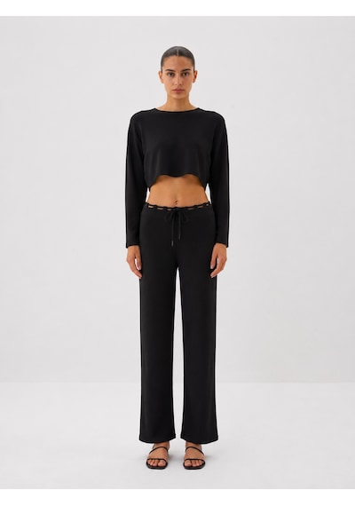 Xint Siyah Esnek Dokulu Regular Fit Sweat Pantolon 470403