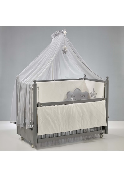 Meltem Kids Mondo Sallanır Ahşap Anne Yanı Beşik 60x120 cm (gri-motto gri) Gri