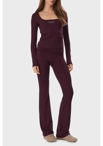 Guess Lotus Slim Fit Yüksek Bel Düz Paça Pantolon V6yb24k4713 Kadın Pantolon V6yb24 K4713 Rgp Bordo
