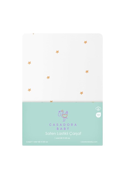 Stars%100 Organik Pamuk Saten Lastikli Bebek Çarşafı 60 X 120 Cm