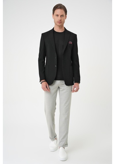 Efor Slim Fit Mono Yaka Torba Cep Çift Yırtmaçlı Casual Siyah Ceket C 711 Siyah Efor Slim Fit Mono Yaka Torba Cep Çift Yırtmaçlı Casual Siyah Ceket C 711 Siyah