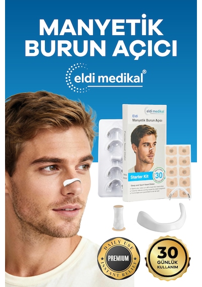 Eldi Medikal Manyetik Burun Açıcı Bandı Başlama Seti 30 Çift Beyaz