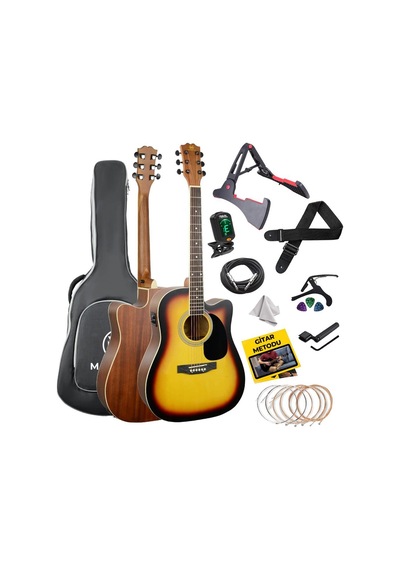 Maxword Mcg-750sb Yüksek Kaliteli Ağaç Ekolayzerli Elektro Akustik Gitar Full Set