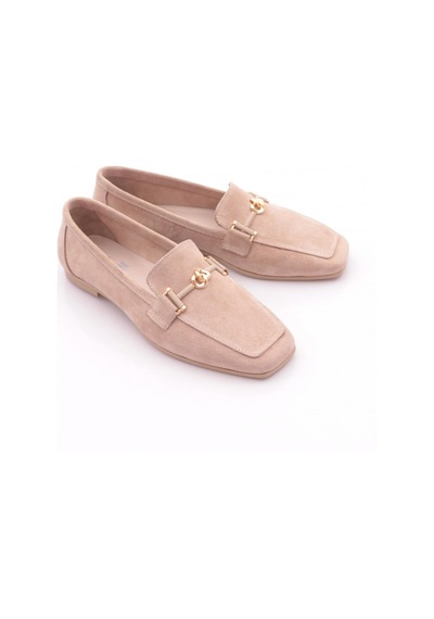Dgn 3652 Kadin Tokali Loafer Ayakkabi Bej Süet
