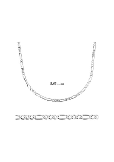 5.65 mm Gümüş Figaro Zincir - 160 mikron