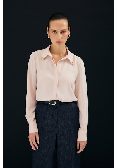 Sateen Lucy Gömlek - Pudra-137113