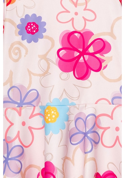 Beniizle Batik Desenli Volan Etekli Boneli Kız Çocuk Üçlü Set Mayo Çiçek
