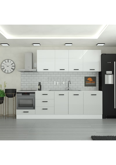 275 Cm Mutfak Dolabı Mdf Kapak Tezgah Dahil Yrkn275 100 Gümüş