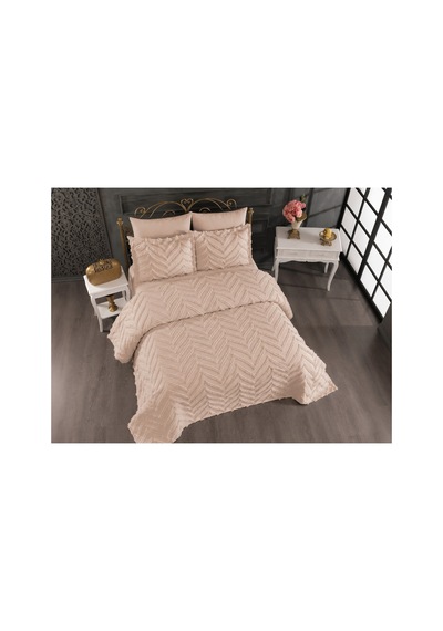 Luxury Wave Desenli %100 Pamuk Şönil Çift Kişilik Yatak Örtüsü Takımı 3 Parça - 240 X 260 Kutulu Çok Renkli