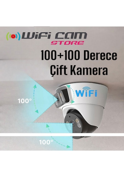 Çift Kameralı İç Ortam Tavan Tip Dome Wifi Kamera