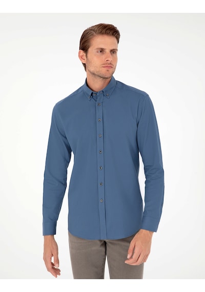 Pierre Cardin Erkek İndigo Gömlek Desenli 50292553-vr028 İndigo