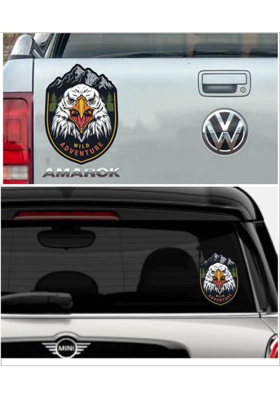 Vahşi Kartal Sticker - Wild Adventure Off Road 4x4 Kamp Sticker - Araba Oto Motosiklet Karavan Cam Sticker - 00051 50x36 Cm