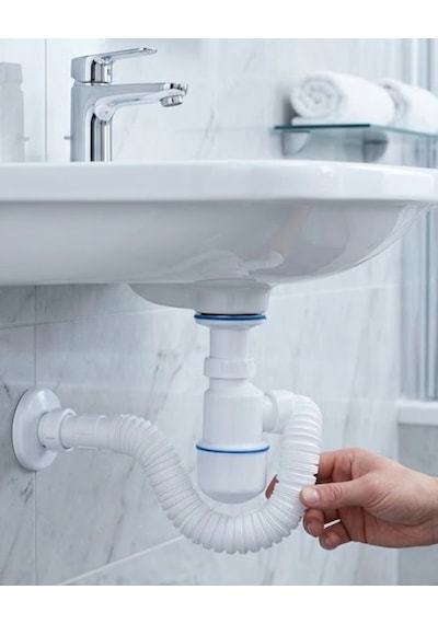 Mey İthalat Lavabo Gider Borusu Esnek Hortumlu Sifon Seti Koku Önleyici Dayanıklı Tasarım