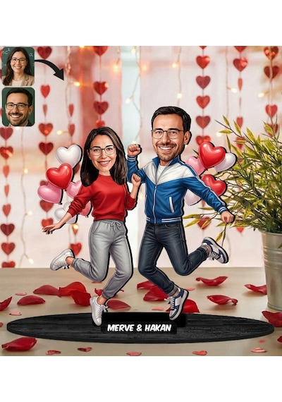 Bk Gift Kişiye Özel Sevgili Karikatürlü Ahşap Biblo -20, Fotoğraftan Karikatür, Sevgililer Günü Hediyesi, Ev Hediyesi Kobitmeyencom36347 Bk Gift