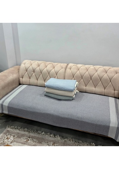 Özdilek 2 Adet Pamuklu Oturma Yerini Örten Zigzag Koltuk Örtüsü 80x210 - İndigo İndigo Mavi