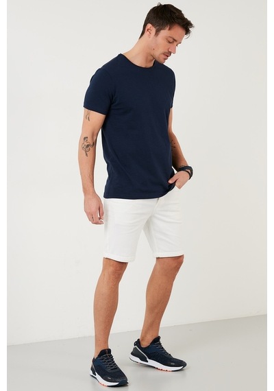 Buratti Bisiklet Yaka % 100 Pamuk Regular Fit Basic Erkek T Shirt 59020001 Indigo