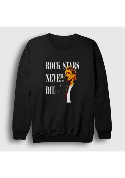 Presmono Unisex Never Nirvana Kurt Cobain Sweatshirt Siyah