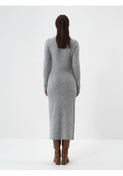 Xint Gri Oversize Mohair Elbise 851112 Gri Melanj