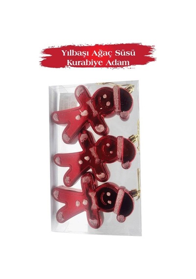 Yılbaşı Ağaç Süsü Kurabiye Adam 12 Cm 3 Parça