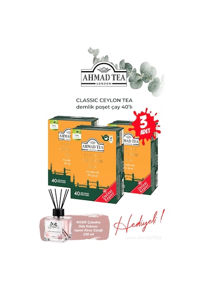 3 Paket Klasik Ceylon Tea 40'lı Demlik Poşet Çay Ve Oda Kokusu