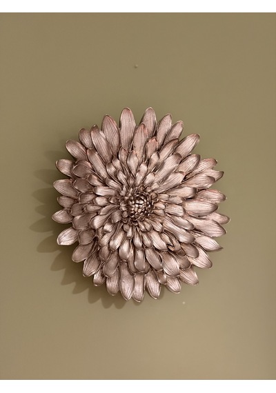 Dekoratif Çiçek Tabak / Duvar Süsü Eskitme Gümüş / Şampanya 28 Cm