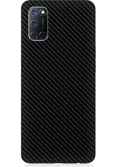 Oppo A72 Uyumlu Silikon Kılıf Siyah Karbon Motif