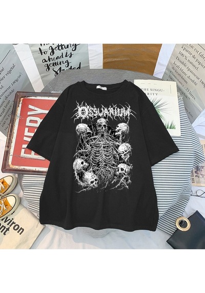 Noıssey Kırmızı Etiket Gala Skull Gotik Grunge T-shirt Model79 16685 Siyah
