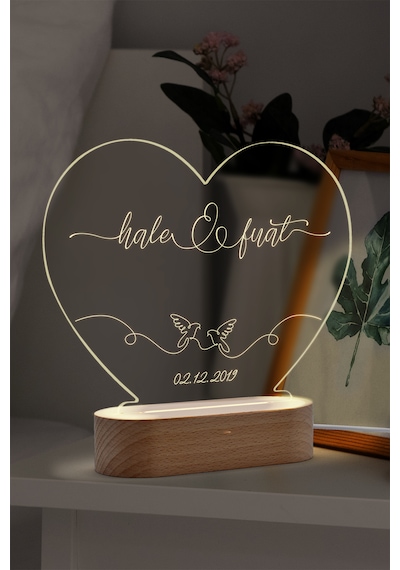 Çiftler İçin Güvercin Motifli Kişiye Özel Led Gece Lambası Masif Ahşap Tabanlı Usb Kablolu Pleksi Led Gece Lambası Çiftler İçin Güvercin Motifli Kişiye Özel Led Gece Lambası Masif Ahşap Tabanlı Usb Kablolu Pleksi Led Gece Lambası