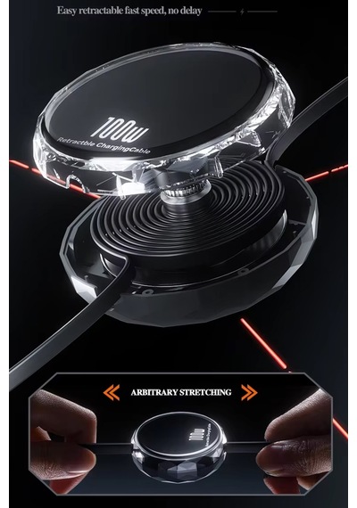 100w Pd 3in2 Makaralı Şarj Kablosu Hızlı Şarj Ve Data Kablosu Usb Type-c Lightning Mt5018