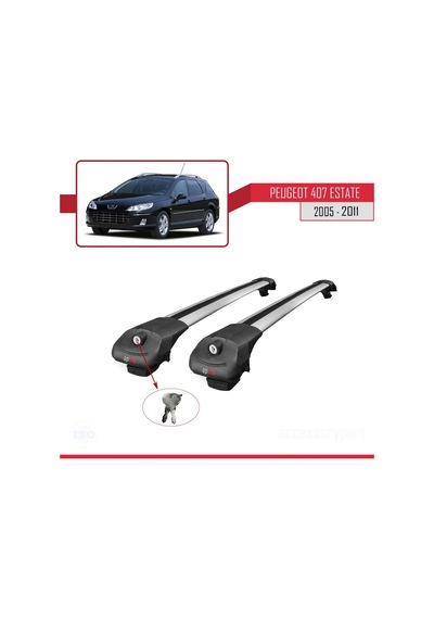 Peugeot 407 Sw 2005-2011 Arası İle Uyumlu Ace-1 Ara Atkı Tavan Barı Gri