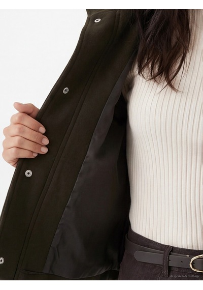 Lcw Vision Haki Dik Yaka Oversize Kadın Kaşe Ceket
