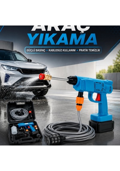 Şarjlı Yüksek Basınçlı Oto Yıkama Ve Bahçe Sulama Tabancası 15000 Mah