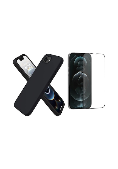 Apple iPhone 17e Uyumlu Içi Kadife Lansman Kılıf Ve Seramik Tam Kaplayan Cam Ekran Koruyucu Siyah