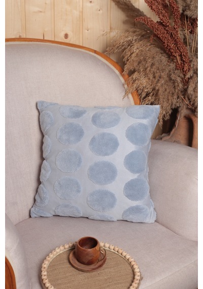 Luna Welsoft Jakarlı Dekoratif Kırlent Kılıfı 43x43 Cm - Ztluna0 Mavi