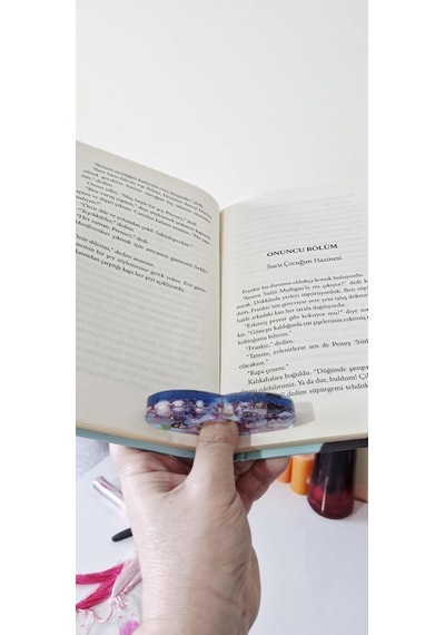 Reçine Sayfa İşaretleyici, Çiçek Ve Kelebek Desenli, Pembe Ve Mor Glitter, El Yapımı Kitap Ayracı