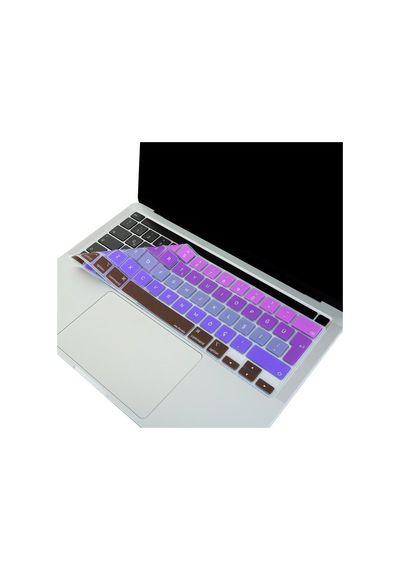 McStorey Apple Uyumlu MacBook Pro 13 Klavye Koruyucu Silikon Türkçe Q Ters L Enter M1 M2 A2338 A2289 A2251 Pembe Mavi
