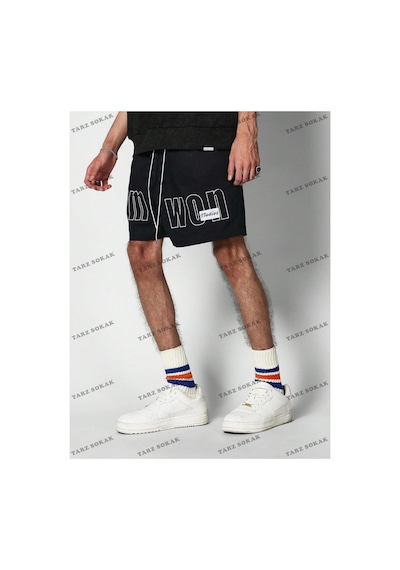 Tarzsokak Y2k Unisex Yaz Şort Bermuda Harajuka Anime Retro Kod-11532 Siyah