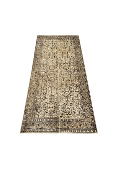 El Dokuma Bünyan Halısı 140x280 Kahve Krem Eskitme İnce Halı Bej - Krem