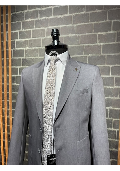 Dupont Classics Dupont Slim Fit Sivri Yaka 6 Drop Çift Yırtmaç Torba Cep Puntolu 2'li Takım Elbise Gri Dupont Classics Dupont Slim Fit Sivri Yaka 6 Drop Çift Yırtmaç Torba Cep Puntolu 2'li Takım Elbise Gri