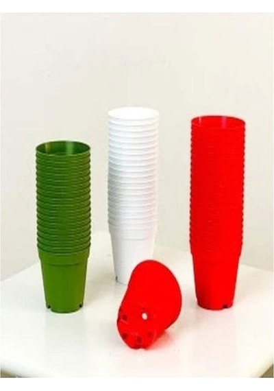 Katı Plastik Sukulent Saksısı 10 Adet Kırmızı 5.5 Cm