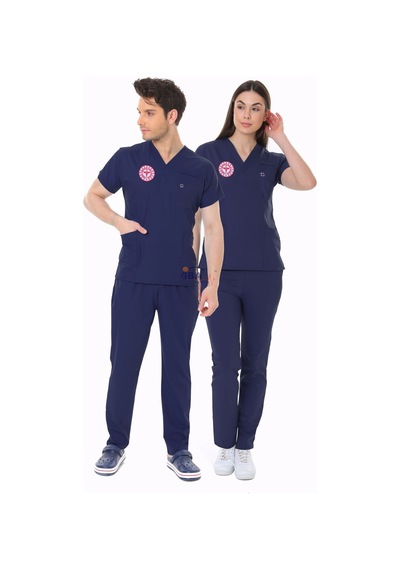 Lacivert Hemşire Forması Likralı Scrubs Takım Patrıot Blue Lacivert