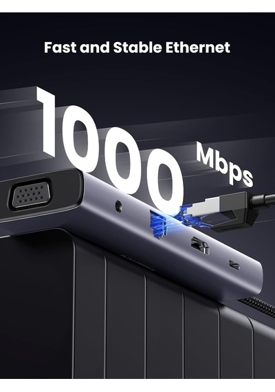 Usb C Yerleştirme İstasyonu 10'u 1 Arada 4k Hdmı, Vga, 3 X Usb A 3.0, Pd 100w, Ethernet, 3,5 Mm