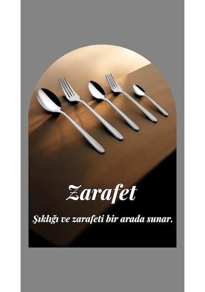 Özlife Defne 30 Parça Çatal Kaşık Takımı Seti 6 Kişilik Paslanmaz Çelik Gri