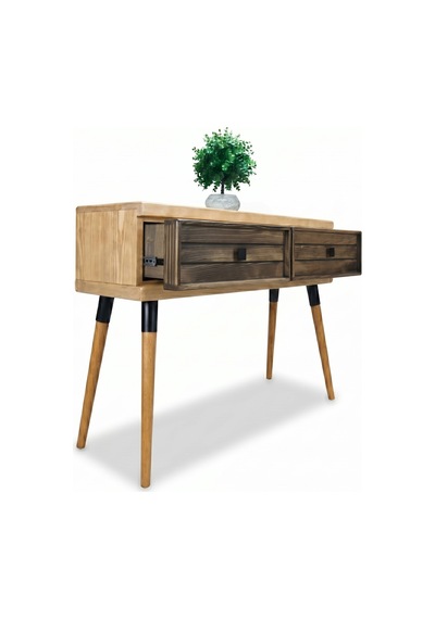 Mobenta Stria Entry: Modern Masif Dresuar 2 Çekmeceli Antre Konsolu - 120x31 Bz-cv Krem-ceviz